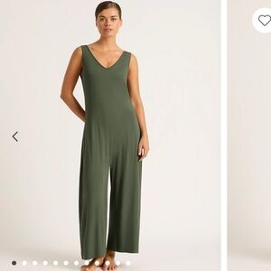BOODY Olive Green Sleeveless Long Jumpsuit Bamboo Viscose NWOT